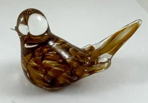 Vintage Joe & Maude St Clair Art Glass Bird Paperweight Marbled Amber/White 1984 - Picture 1 of 6