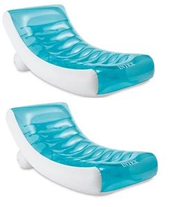 Intex Inflatable Rockinfoot Lounge Pool Floating Raft Chair with Cupholder 2Pack - Picture 1 of 4