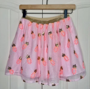 Cat & Jack Pink Tulle Gold Sequined Pineapple Elastic Waist Girl's 7/8 - Picture 1 of 8
