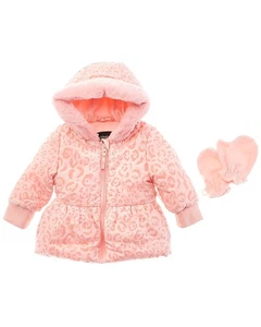 Rothschild Kids Flocked Peplum Jacket & Mittens Pink 5-6 - Picture 1 of 2