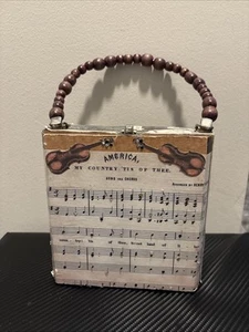 Cigar Box Pocketbook Decoupaged W/“MY COUNTRY TIS OF THEE” Piano Music - Picture 1 of 9