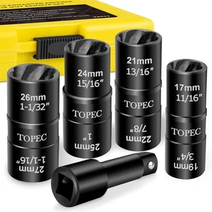 Topec Flip Edition Lug Nut Remover, 5 Piece Wheel Lock Removal Kit for Removing - Picture 1 of 7