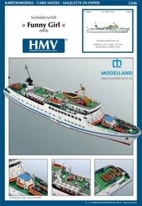 Deutsches Kreuzfahrtschiff Funny Girl Karte Papierausschnitt Modellbausatz HMV 3346 Maßstab 1:250 - Bild 1 von 15
