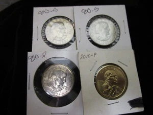 Four Uncirculated One Dollar Coins 2 1980-S SBA 1 1980-P SBA  a 2010-P Sacajawea - Picture 1 of 2