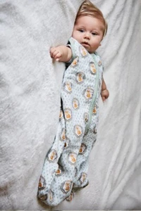 Patina Vie Premium Baby Junge 100% Musselin grün Kuschel Fuchs Schlafsack Größen 0-12M - Bild 1 von 3
