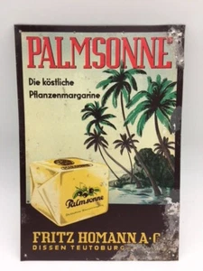 PALMSONNE Margarine Fritz Homann AG Dissen altes Blechschild - D um 1930 - Bild 1 von 3