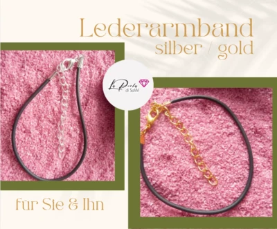 Lederarmband schwarz für Sie und Ihn filigran dünn handgemacht Schmuck Mann Frau - Bild 1 von 4