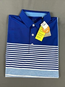 Puma Golf Shirt Polo Mattr Track Striped Medium Bold Regal Blue NWT MSRP $80 - Picture 1 of 8