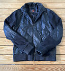 G by guess Men’s Faux leather full zip quilted jacket size M black HG