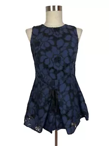 Kendall + Kylie Dark Blue Lace Corset Tank Blouse Size Small Lined Zipper - Picture 1 of 8