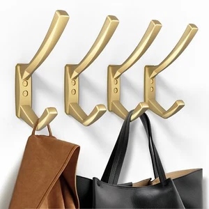 Heavy Duty Wall Hooks 5.7 Inch Gold Coat Hooks 4 Packs Large Towel Hooks for ... - Picture 1 of 7