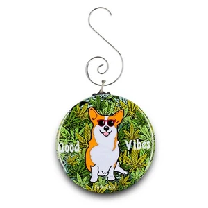 420 Corgi Good Vibes Mini Ornament Handmade Holiday Stocking Stuffer Gift Decor - Picture 1 of 15