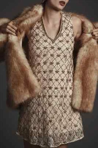 💕$248 Anthropologie Let Me Be Crystal-Embellished Mini Shift Dress Sz Medium - Picture 1 of 5