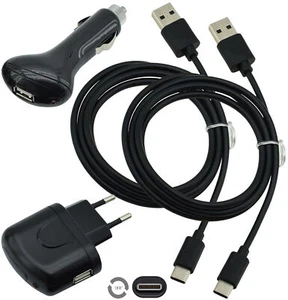 4 in 1 Charging Set 2x USB-C Data Cable + Car Charger Cable for Xiaomi Mi 9T - Picture 1 of 2