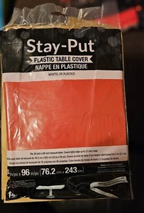 Creative Converting Stay Put Plastic Tablecovers 30"x96" Rectangle Real Red – NE - Picture 1 of 1