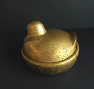 Piatto con coperchio anatra ottone metà secolo vintage - Foto 1 di 12