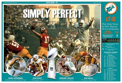 THE 1972 DOLPHINS ‘PERFECT’ SUPER BOWL VICTORY 19”x13” COMMEMORATIVE POSTER Cover