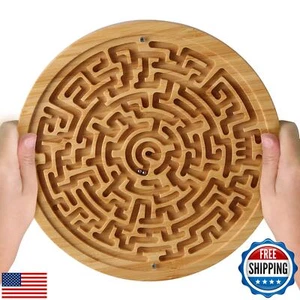 Juego de mesa redondo laberinto de madera - Laberinto de mármol para educación y diversión, niño pequeño - Imagen 1 de 5