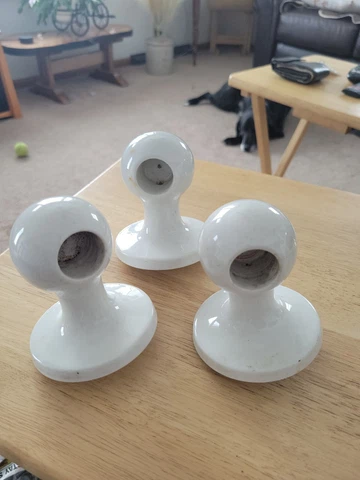 White Bone Biscuit Ceramic Towel Bar Rod Holders. Lot Of 3 Cover