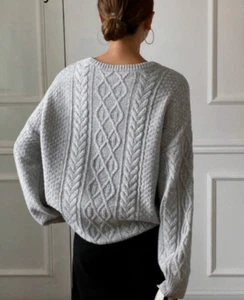 Damen Zopfpullover Pullover Zopfmuster Aranpullover Zöpfe Grau 40/42 - Bild 1 von 2