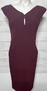 ZAC ZAC POSEN Kleid Cocktail Midi dunkelrot V-Ausschnitt mit Guckloch formell Hochzeit - Bild 1 von 10