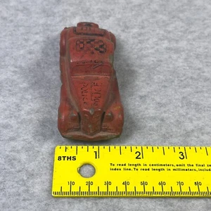 Vintage Cast Iron Police Car Red 1930s Style 4.25” Toy Vehicle Patina Wheels - Picture 1 of 12