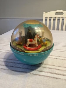 Vintage 1966 Fisher Price Roly Poly Chime Ball Toy #165 - Rocking Horse & Swan - Picture 1 of 7