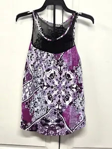 APT 9 LADIES PURPLE PAISLEY SHORTY NIGHTWEAR SET-BOY SHORT & TANK SIZE MED - Picture 1 of 2