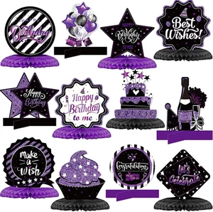 Clabby 12 Pieces Birthday Table Decorations Honeycomb Centerpieces for Table Dec - Picture 1 of 12