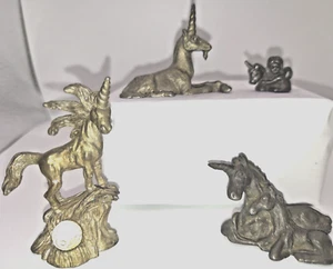 Pack de 4 figuras de unicornio de peltre - variedad, algunas espontáneas y un cristal - Imagen 1 de 13