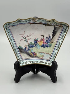 Antique 18th c Qianlong Period Chinese Cloisonne Canton enamel Plate 6 1/2" - Picture 1 of 8