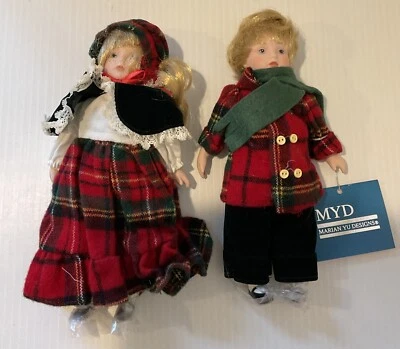 Conjunto de bonecas de porcelana MYD Marian Yu Designs 1987 herança colecionável autêntica - Imagem 1 de 4