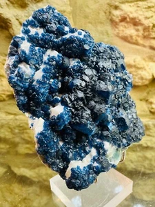 Blue Fluorite on Stalactitic Quartz From Huanggang Fe-Sn deposite Hexigten China - Picture 1 of 10