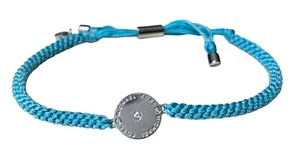 Michael Kors MK Bracelet Blue Macrame Braided Cord Silver Tone Signed Adjustable - Picture 1 of 5