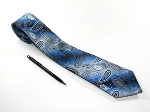 Boy's Youth STACY ADAMS Tie Necktie BLUE SILVER PAISLEY DECOR GRAY - Picture 1 of 2