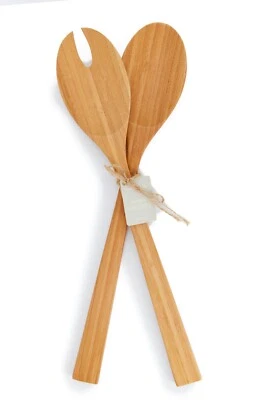 SUR LA TABLE   Bamboo 16 inch Salad Servers Set Serving Spoon & Fork #C    NEW - Image 1 of 4