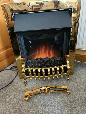 Focal Point Brass Coal Effect Electric Fire Heater 2000W - Image 1 of 4