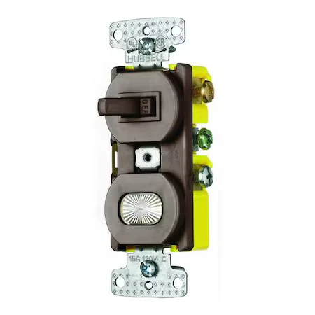 Dispositivo combinado Bryant Rc109, marrón, 15A, palanca Foto 1 de 1