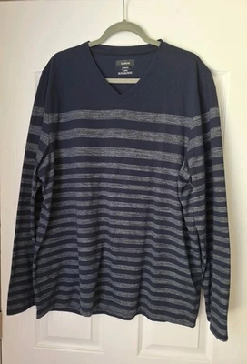 Camiseta básica a rayas azul talla XL algodón manga larga Alfani para hombre Foto 1 de 2