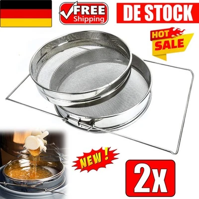 Edelstahl Honig Sieb Doppelsieb Honigsieb 2-tlg Filter Schmutzfänger Absetztank - Bild 1 von 4