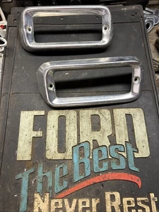 1965-66 Ford F100 Truck Grill Turn Signal Aluminum Bezel Set - Picture 1 of 6