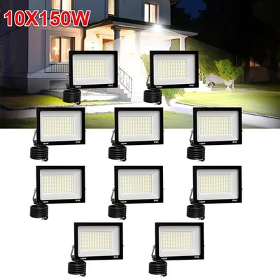 10pcs 150W LED floodlight floodlight outdoor lamp headlight work spotlight cool white - Image 1 of 4