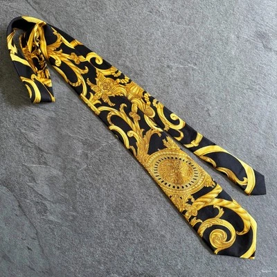 Les Tuileries HERMES black silk tie Designed by Joachim Metz 1990 Made in France - Image 1 of 4