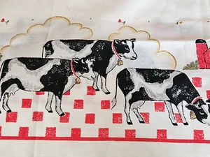 1980er JC Penney Cafe Küche Vorhänge + Volant Kühe Scheune rot Land Vintage Retro - Bild 1 von 16