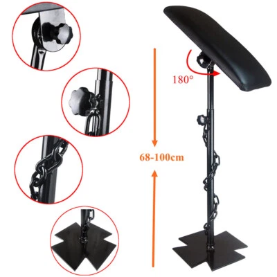 Tattoo Armrest Leg Rest Stand Studio Chair Armrest Height Adjustable 68-100CM - Image 1 of 4