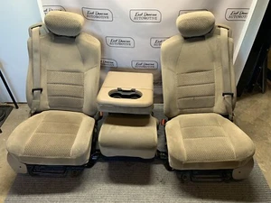 1999-2016 FORD F250 F350 F450 SUPER DUTY FRONT SEATS JUMP SEAT  TAN CLOTH - Picture 1 of 22