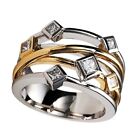 Two Tone Silver Filled Rings Gifts Charm Women Cubic Zirconia Jewelry Size 6-10