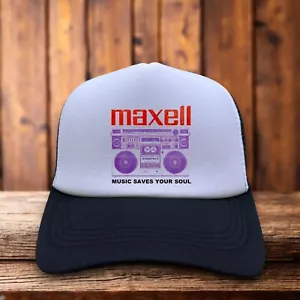 Cappello da camionista unisex Maxell nero Snapback anni 80 cassetta nastro lancio pubblicità musica - Foto 1 di 6