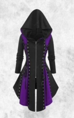 New Black/Purple Gothic Zip & Corset Studded Thin Light Jacket size 5XL 26 28 30 - Image 1 of 4