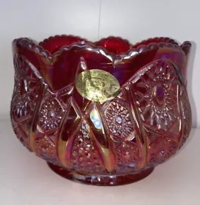 Vintage INDIANA GLASS Co. "Heirloom" Iridescent Sunset Carnival Glass 4.5” Bowl - Picture 1 of 3